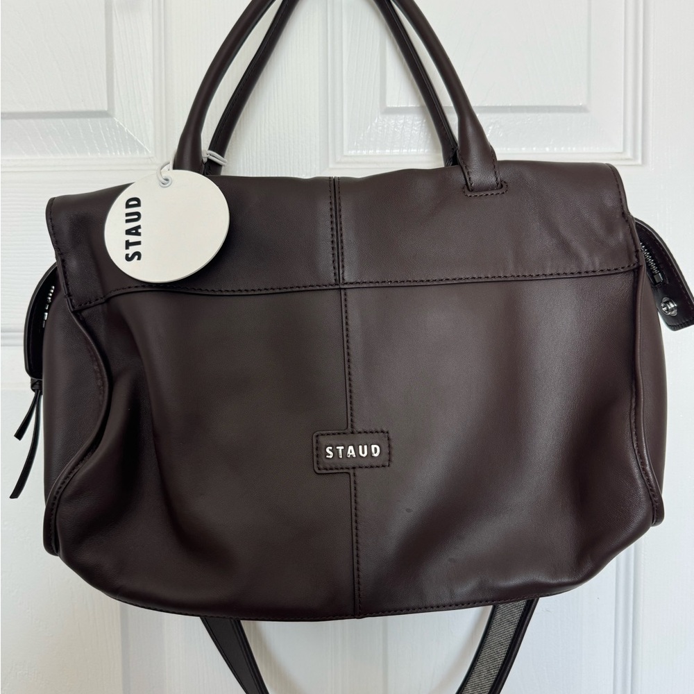 STAUD Leo Satchel Bag in Brown